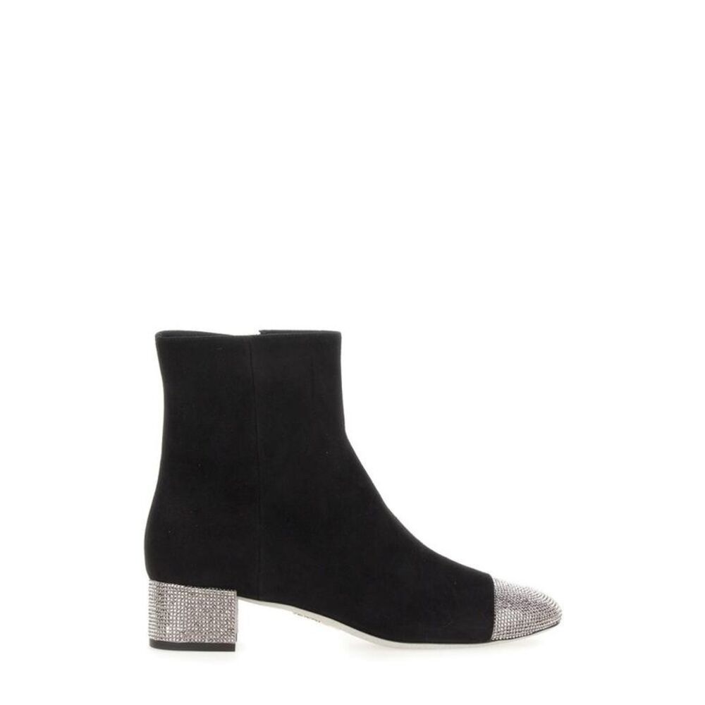 RENE CAOVILLA Crystal Embellished Suede Ankle Boots Women BLACK